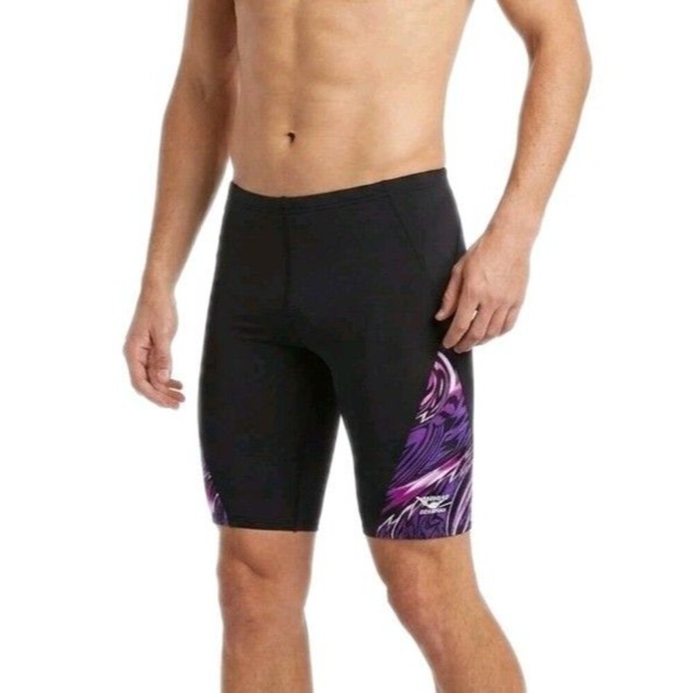 TYR The Finals Male Airwhales Blast Splice Jammer 1680A Purple Black Men Size 32